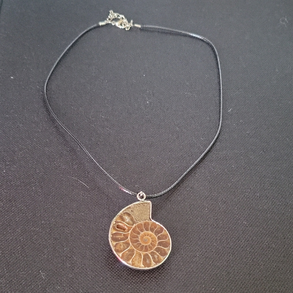 Elegant Silver Ammonite Pendant Necklace